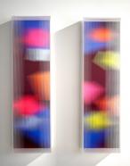 Christiane Grimm, La vie secrète des couleurs I und II, 2023, Mischtechnik und Acrylglas, je 60 x 17 x 8 cm